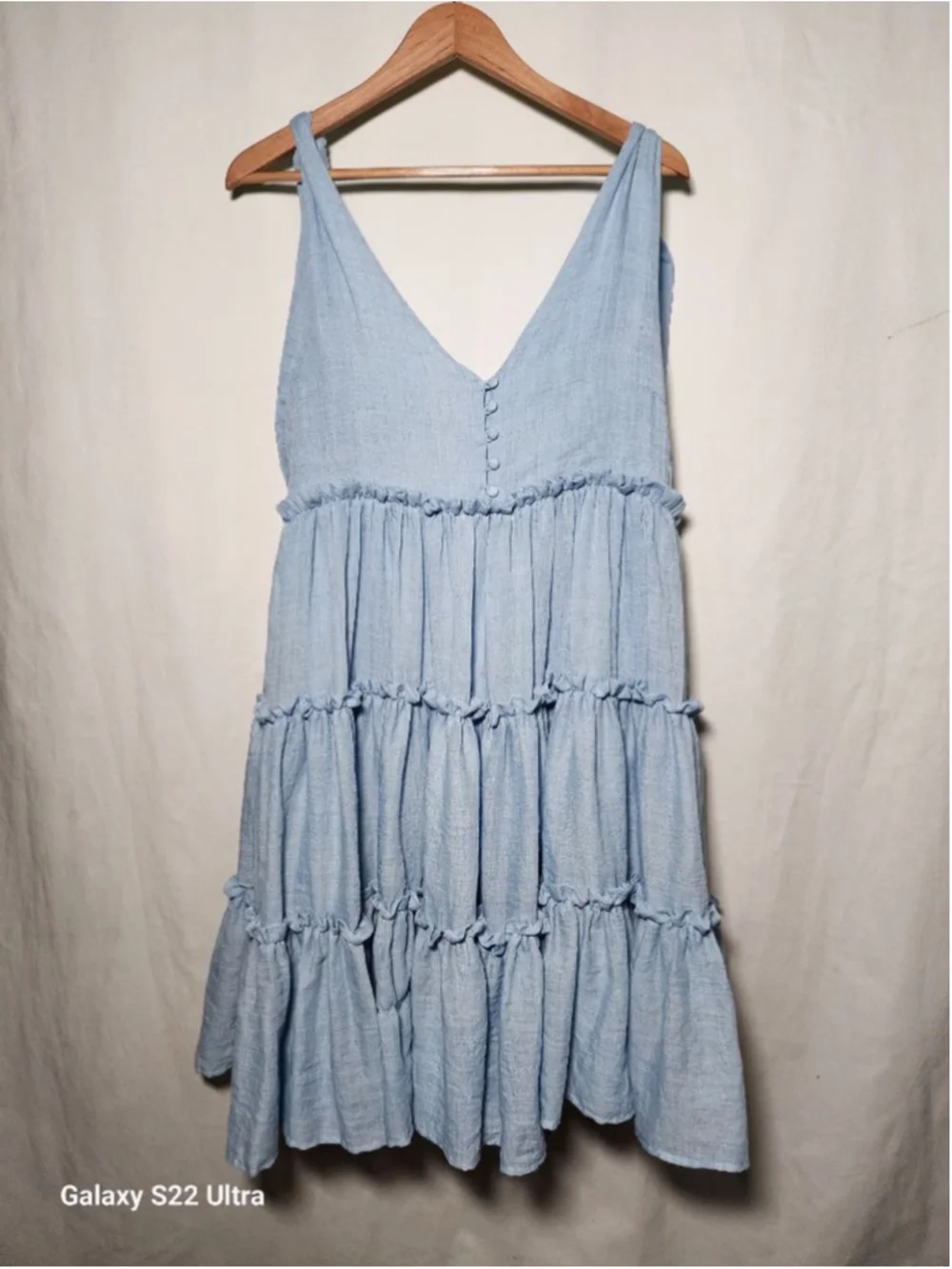 Women's ENGLISH FACTORY Light Blue Tiered Mini Dress L